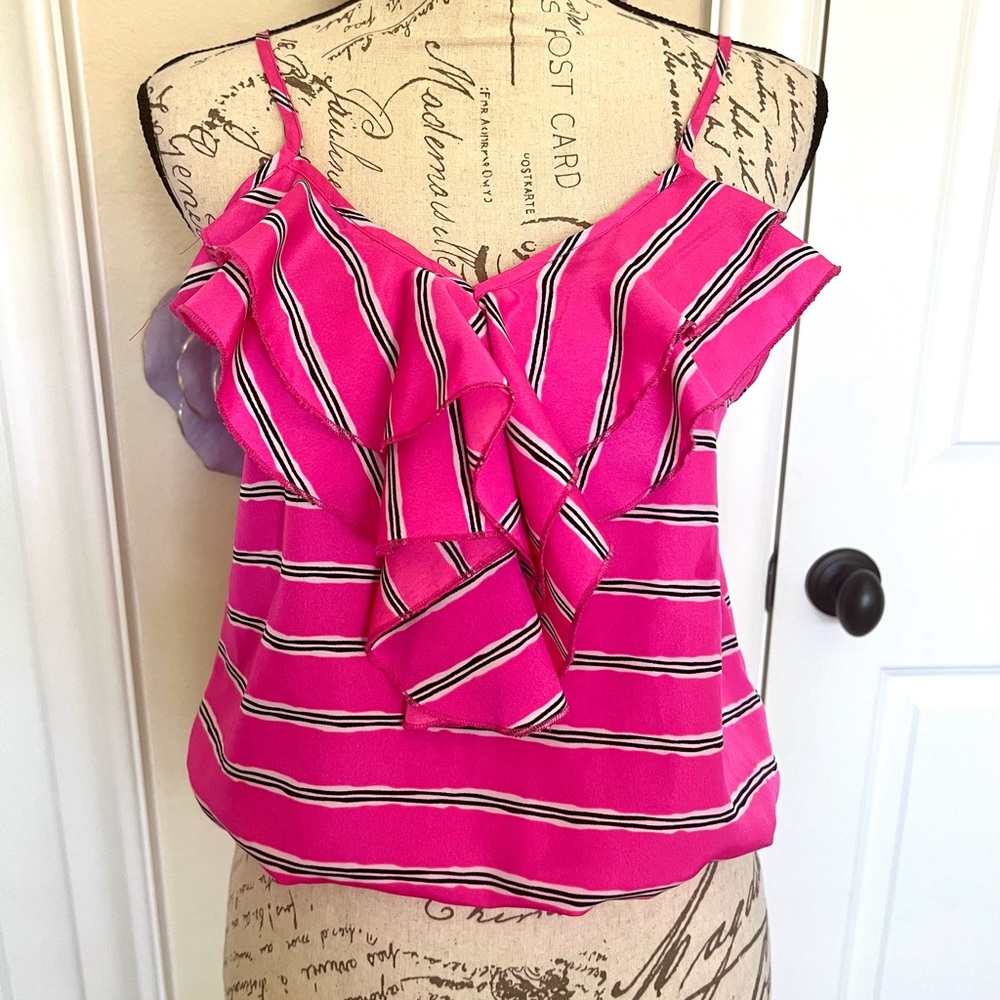 Ruffle Blouson Spaghetti Strap Top